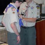 Nicholas R Lomas, Troop #951, receiving Eagle Kerchief from Scout Master 03.07.2015