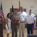 Marshall King with Parents and Jerry Van Hecke, Detachment Boy Scout Liaison, 08.07.2012