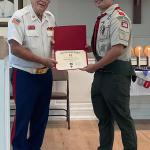 
Detachment 063 Eagle Scout Liaison, Jerry Van Hecke, with
Adriel-Louis Chu at Court of Honor
04.17.2024
