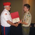 Jerry Van Hecke presenting certificate to Nolan O'Malley, 30 May 2012