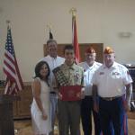 Marshall King with Parents, Jerry Van Hecke, Det Boy Scout Liaison and John Marsh, Dept of FL Boy Scout Liaison, 08.07.2012