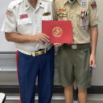 
Eagle Scout Oen Frost with Detachment Eagle Scout Liaison Jerry Van Heck, 17 Sept 2023