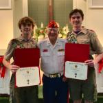 
Eagle Scout Dillon Foord, Detachment Eagle Scout Liaison Jerry Van Hecke and Eagle Scout Connor Foord at Court of Honor 12.16.2023