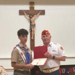 
Nicholas Galev, Troop #165, with Detachment Jr Vice Commandant Joe Johnston
Court of Honor:  27 February 2024