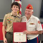
Joseph White, Troop #2001, Court of Honor NOV 09, 2025, with Detachment Eagle Scout Liaison, Jerry VanHecke