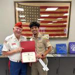 
Sebastian Alvarez, Court of Honor 11.23.2025;  Troop  #2001
with Detachment Liaison Jerry VanHecke