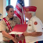 
Eagle Scout Gareth Rosal, Troop #2001 with Detachment Eagle Scout Liaison Jerry Van Hecke, Court of Honor 12 December 2021