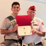 
RJ Colo, Troop #243, Court of Honor 04.09.2022 with Detachment Eagle Scout Liaison Jerry Van Hecke