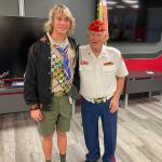 
Christopher "Thor" Warnken, Troop #2001, with Detachment Eagle Scout Liaison Jerry VanHecke at Court of Honor 01.08.2023