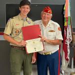 
Joseph Ritter with Detachment Eagle Scout Liaison Jerry Van Hecke at Court of Honor April 16, 2023