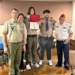 
Ethan McCormick with Parents, Brother Dominick and Detachment Eagle Scout Liaison Jerry Van Hecke at Ethan's Court of Honor 05.27.2023

Brother Dominick attained the rank of Eagle Scout 12.04.2021