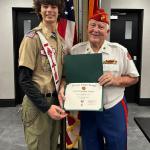 
Detachment Eagle Scout Liaison, Jerry Van Hecke, with Jacob Matthew Shanahan, Troop #2001, at Court of Honor 04.26.2026
