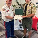 Timothy Miller with Detachment Eagle Scout Liaison, Jerry Van Hecke, at Court of Honor, 10.24.2026, Troop #226