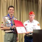 Zachary Dawson, Troop #243, with Joe Johnston-Past Detachment Commandant.  COH 01.04.2020