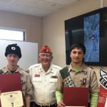 Robert J Fritz, Jerry Van Hecke--Eagle Scout Liaison, and Morgan Bock, Troop #2001    COH 01.19.2020