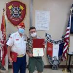 Tristan Bashaw with Detachment Eagle Scout Liaison, Jerry Van Hecke.  26 July 2020