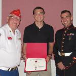 Jerry Van Hecke, Detachment Eagle Scout Liaison, Robert C Brown IV, Troop #243 and Sgt Alexander Roa, USMC