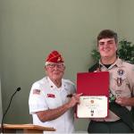 Joshua Thomas Costain, Troop #243
COH:  13 October 2019
with Jerry Van Hecke, Detachment 063 Eagle Scout Liaison