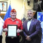 
Detachment Commandant Scott Richardson accepting Certificate from Collier County Commissioners Rick LoCastro, Daniel Kowal, & Burt Saunders